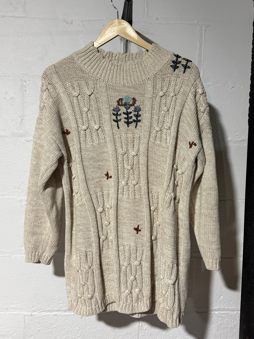 Vintage Christopher & banks botanical floral motif knit pullover sweater
